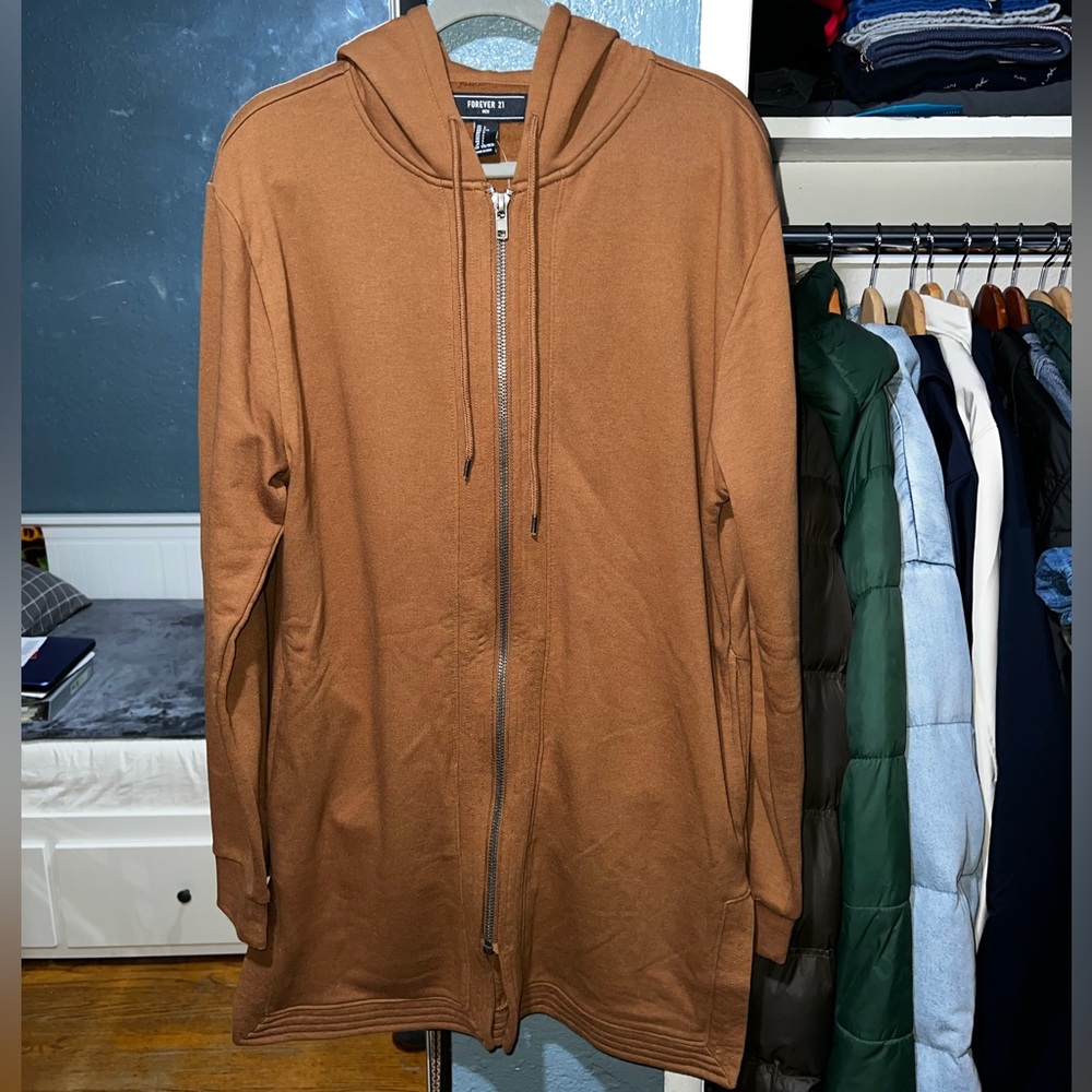Forever 21 Men Long Fit Zip Up Sweater